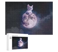 Rompecabezas Difícil para Adultos 300 PCS Kitten on The Moon Rompecabezas Familiar Juego Regalo De Cumpleaños Gran Regalo para Jugar 300 PCS