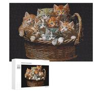 Rompecabezas Difícil para Adultos 300 PCS Kittens in A Basket Rompecabezas De Juguete Decoración De Pared Arte De Pared Regalo De Cumpleaños, Regalos, 300 PCS