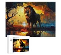 Rompecabezas Difícil para Adultos 300 PCS Lion at Sunset Rompecabezas Familiar Juego Regalo De Cumpleaños Gran Regalo para Jugar 300 PCS