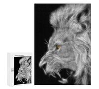 Rompecabezas Difícil para Adultos 300 PCS Lion Fractal Black White Rompecabezas para Adultos Juegos De Relajación Desafío Difícil Desafiante De Completar 300 PCS