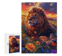 Rompecabezas Difícil para Adultos 300 PCS Lion In Field of Flowers Rompecabezas para Adultos Juegos De Relajación Desafío Difícil Desafiante De Completar 300 PCS