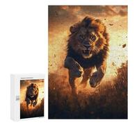 Rompecabezas Difícil para Adultos 300 PCS Lion Running at Sunset Rompecabezas para Adultos Juegos De Relajación Desafío Difícil Desafiante De Completar 300 PCS