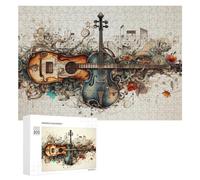 Rompecabezas Difícil para Adultos 300 PCS Melodic Fusion Guitar & Violin Harmony Rompecabezas para Adultos Juguete Decoración De Pared Carrera De Velocidad Manual Desafío Educativo 300 PCS
