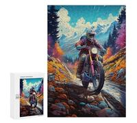 Rompecabezas Difícil para Adultos 300 PCS Motorcycle Adventure in Mountains Rompecabezas De Juguete Decoración De Pared Arte De Pared Regalo De Cumpleaños, Regalos, 300 PCS