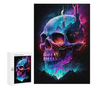 Rompecabezas Difícil para Adultos 300 PCS Neon Skull Fantasy Artwork Rompecabezas para Adultos Juegos De Relajación Desafío Difícil Desafiante De Completar 300 PCS