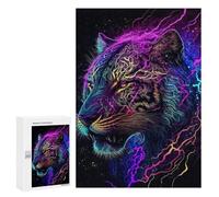 Rompecabezas Difícil para Adultos 300 PCS Neon Tiger Portrait Rompecabezas De Juguete Decoración De Pared Arte De Pared Regalo De Cumpleaños, Regalos, 300 PCS