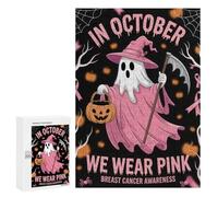 Rompecabezas Difícil para Adultos 300 PCS October Breast Cancer Awareness Ghost Rompecabezas para Adultos Juegos De Relajación Desafío Difícil Desafiante De Completar 300 PCS
