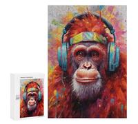 Rompecabezas Difícil para Adultos 300 PCS Orangutan with Headphones Rompecabezas para Adultos Juegos De Relajación Desafío Difícil Desafiante De Completar 300 PCS