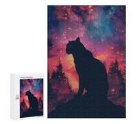 Rompecabezas Difícil para Adultos 300 PCS Panther Silhouette Galaxy Rompecabezas para Adultos Juegos De Relajación Desafío Difícil Desafiante De Completar 300 PCS