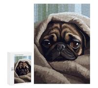 Rompecabezas Difícil para Adultos 300 PCS Pug in Blanket Pixel Art Rompecabezas para Adultos Juegos De Relajación Desafío Difícil Desafiante De Completar 300 PCS