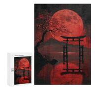 Rompecabezas Difícil para Adultos 300 PCS Red Full Moon Holy Lake Rompecabezas para Adultos Juegos De Relajación Desafío Difícil Desafiante De Completar 300 PCS