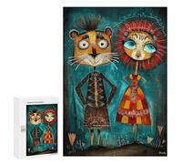 Rompecabezas Difícil para Adultos 300 PCS Regal Gears Steampunk Lion Couple Rompecabezas para Adultos Juegos De Relajación Desafío Difícil Desafiante De Completar 300 PCS