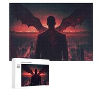 Rompecabezas Difícil para Adultos 300 PCS Silhouette of A Man with Wings Over A Cityscape Rompecabezas Familiar Juego Regalo De Cumpleaños Gran Regalo para Jugar 300 PCS