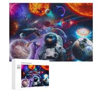 Rompecabezas Difícil para Adultos 300 PCS Space Exploration Astronaut Amidst Planets and Stars Rompecabezas Familiar Juego Regalo De Cumpleaños Gran Regalo para Jugar 300 PCS