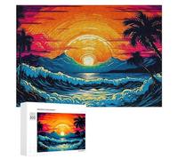 Rompecabezas Difícil para Adultos 300 PCS Sunset Over Tropical Beach Rompecabezas para Adultos Juguete Decoración De Pared Carrera De Velocidad Manual Desafío Educativo 300 PCS