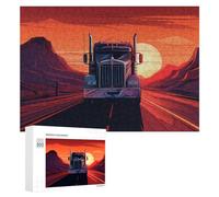 Rompecabezas Difícil para Adultos 300 PCS Truck Journey Through Sunset Mountains Rompecabezas De Juguete Decoración De Pared Arte De Pared Regalo De Cumpleaños, Regalos, 300 PCS