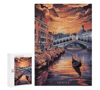 Rompecabezas Difícil para Adultos 300 PCS Venice Sunset Gondola Rompecabezas para Adultos Juegos De Relajación Desafío Difícil Desafiante De Completar 300 PCS