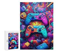Rompecabezas Difícil para Adultos 300 PCS Vibrant Gaming Controllers -6 Rompecabezas Familiar Juego Regalo De Cumpleaños Gran Regalo para Jugar 300 PCS