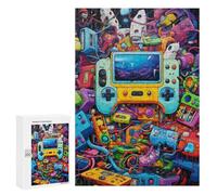 Rompecabezas Difícil para Adultos 300 PCS Vibrant Retro Gaming Collage Rompecabezas Familiar Juego Regalo De Cumpleaños Gran Regalo para Jugar 300 PCS