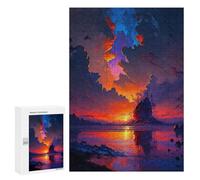 Rompecabezas Difícil para Adultos 300 PCS Volcanic Sunset Reflections Rompecabezas para Adultos Juegos De Relajación Desafío Difícil Desafiante De Completar 300 PCS