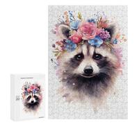 Rompecabezas Difícil para Adultos 300 PCS Watercolor Raccoon Art Rompecabezas para Adultos Juegos De Relajación Desafío Difícil Desafiante De Completar 300 PCS