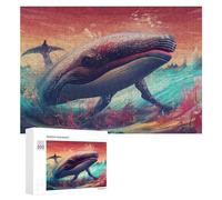 Rompecabezas Difícil para Adultos 300 PCS Whale in Vibrant Ocean Scene Rompecabezas para Adultos Juguete Decoración De Pared Carrera De Velocidad Manual Desafío Educativo 300 PCS
