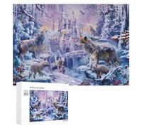 Rompecabezas Difícil para Adultos 300 PCS Winter Fantasy Wolves in Snowy Forest Rompecabezas De Juguete Decoración De Pared Arte De Pared Regalo De Cumpleaños, Regalos, 300 PCS
