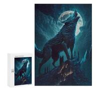 Rompecabezas Difícil para Adultos 300 PCS Wolf Howling at Moon Rompecabezas De Juguete Decoración De Pared Arte De Pared Regalo De Cumpleaños, Regalos, 300 PCS