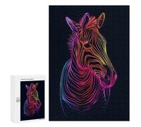 Rompecabezas Difícil para Adultos 300 PCS Zebra Animal Neon Rompecabezas para Adultos Juegos De Relajación Desafío Difícil Desafiante De Completar 300 PCS
