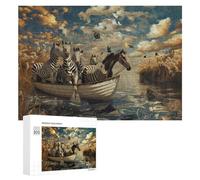 Rompecabezas Difícil para Adultos 300 PCS Zebras on Boat Adventure Rompecabezas Familiar Juego Regalo De Cumpleaños Gran Regalo para Jugar 300 PCS