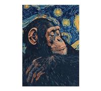 Rompecabezas Difícil para Adultos 38x26cm/1000pcs Chimpanzee in Starry Night Style Rompecabezas para Adultos Juego Familiar Una Obra De Arte Desafiante De Completar 38x26cm/1000pcs