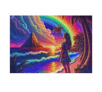 Rompecabezas Difícil para Adultos 38x26cm/1000pcs Rainbow Paradise Sunset Rompecabezas para Adultos Juguetes Antiestrés Regalos De Cumpleaños para Amigos Y Familiares 38x26cm/1000pcs
