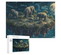 Rompecabezas Difícil para Adultos 500 PCS Amazon Floating Island Elephants Night Sky Rompecabezas De Juguete Decoración De Pared Arte De Pared Regalo De Cumpleaños, Regalos, 500 PCS