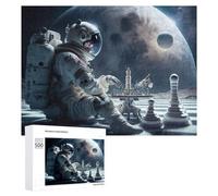 Rompecabezas Difícil para Adultos 500 PCS Astronaut Playing Chess on The Moon Rompecabezas De Juguete Decoración De Pared Arte De Pared Regalo De Cumpleaños, Regalos, 500 PCS
