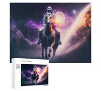 Rompecabezas Difícil para Adultos 500 PCS Astronaut Riding Horse in Space Rompecabezas para Adultos Juguete Decoración De Pared Carrera De Velocidad Manual Desafío Educativo 500 PCS