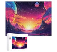 Rompecabezas Difícil para Adultos 500 PCS Colorful Fantasy Landscape with Planets Rompecabezas Familiar Juego Regalo De Cumpleaños Gran Regalo para Jugar 500 PCS