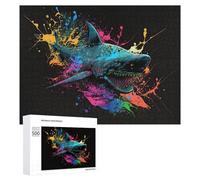 Rompecabezas Difícil para Adultos 500 PCS Colorful Shark Splash Artwork -1 Rompecabezas De Juguete Decoración De Pared Arte De Pared Regalo De Cumpleaños, Regalos, 500 PCS