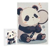Rompecabezas Difícil para Adultos 500 PCS Cute Panda with Tennis Racket Rompecabezas para Adultos Juegos De Relajación Desafío Difícil Desafiante De Completar 500 PCS