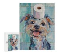 Rompecabezas Difícil para Adultos 500 PCS Dog with Toilet Paper Hat Rompecabezas para Adultos Juegos De Relajación Desafío Difícil Desafiante De Completar 500 PCS