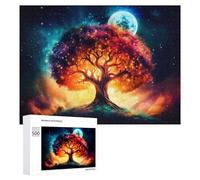Rompecabezas Difícil para Adultos 500 PCS Enchanted Cosmic Tree Rompecabezas para Adultos Juguete Decoración De Pared Carrera De Velocidad Manual Desafío Educativo 500 PCS