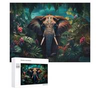 Rompecabezas Difícil para Adultos 500 PCS Enchanted Elephant in Lush Jungle Rompecabezas Familiar Juego Regalo De Cumpleaños Gran Regalo para Jugar 500 PCS