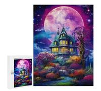 Rompecabezas Difícil para Adultos 500 PCS Enchanted Moonlit Mansion Rompecabezas para Adultos Juguete Decoración De Pared Carrera De Velocidad Manual Desafío Educativo 500 PCS