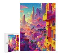 Rompecabezas Difícil para Adultos 500 PCS Fantasy Cityscape Vibrant Urban Dreamscape -1 Rompecabezas De Juguete Decoración De Pared Arte De Pared Regalo De Cumpleaños, Regalos, 500 PCS