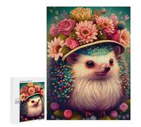 Rompecabezas Difícil para Adultos 500 PCS Floral Hedgehog Portrait-1 Rompecabezas para Adultos Juguete Decoración De Pared Carrera De Velocidad Manual Desafío Educativo 500 PCS
