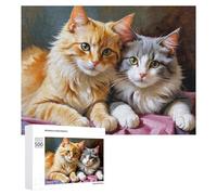 Rompecabezas Difícil para Adultos 500 PCS Fluffy Cats on Purple Blanket Rompecabezas Familiar Juego Regalo De Cumpleaños Gran Regalo para Jugar 500 PCS