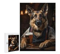 Rompecabezas Difícil para Adultos 500 PCS German Shepherd in The Pub Rompecabezas para Adultos Juegos De Relajación Desafío Difícil Desafiante De Completar 500 PCS