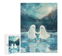 Rompecabezas Difícil para Adultos 500 PCS Ghost Couple Ice Skating Winter Snow Rompecabezas para Adultos Juegos De Relajación Desafío Difícil Desafiante De Completar 500 PCS