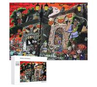 Rompecabezas Difícil para Adultos 500 PCS Halloween Horror Scene Rompecabezas para Adultos Juguete Decoración De Pared Carrera De Velocidad Manual Desafío Educativo 500 PCS