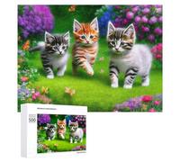 Rompecabezas Difícil para Adultos 500 PCS Kittens in A Garden Rompecabezas De Juguete Decoración De Pared Arte De Pared Regalo De Cumpleaños, Regalos, 500 PCS