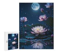 Rompecabezas Difícil para Adultos 500 PCS Lotus Pond Moonlit Night Rompecabezas De Juguete Decoración De Pared Arte De Pared Regalo De Cumpleaños, Regalos, 500 PCS